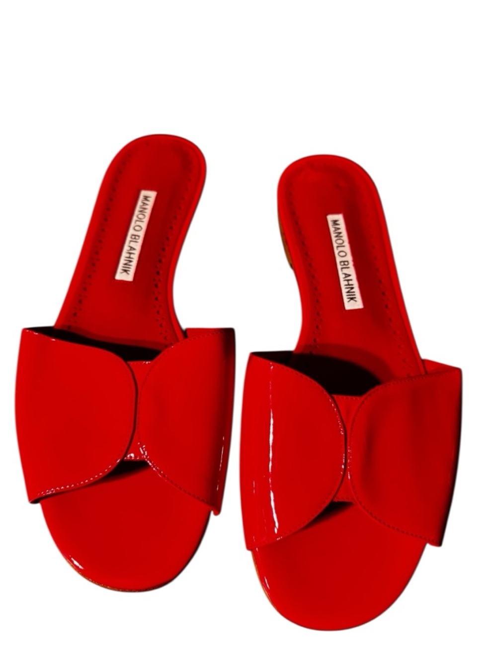 Manolo Blahnik Houramu Patent Leather Slides US 7